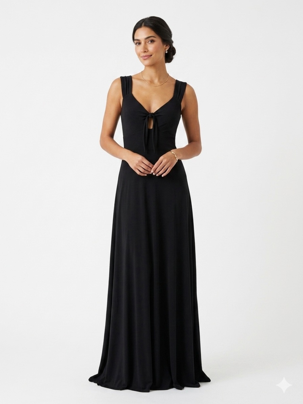 SORELLA VITA Black Sleeveless Tie-Front Maxi Dress